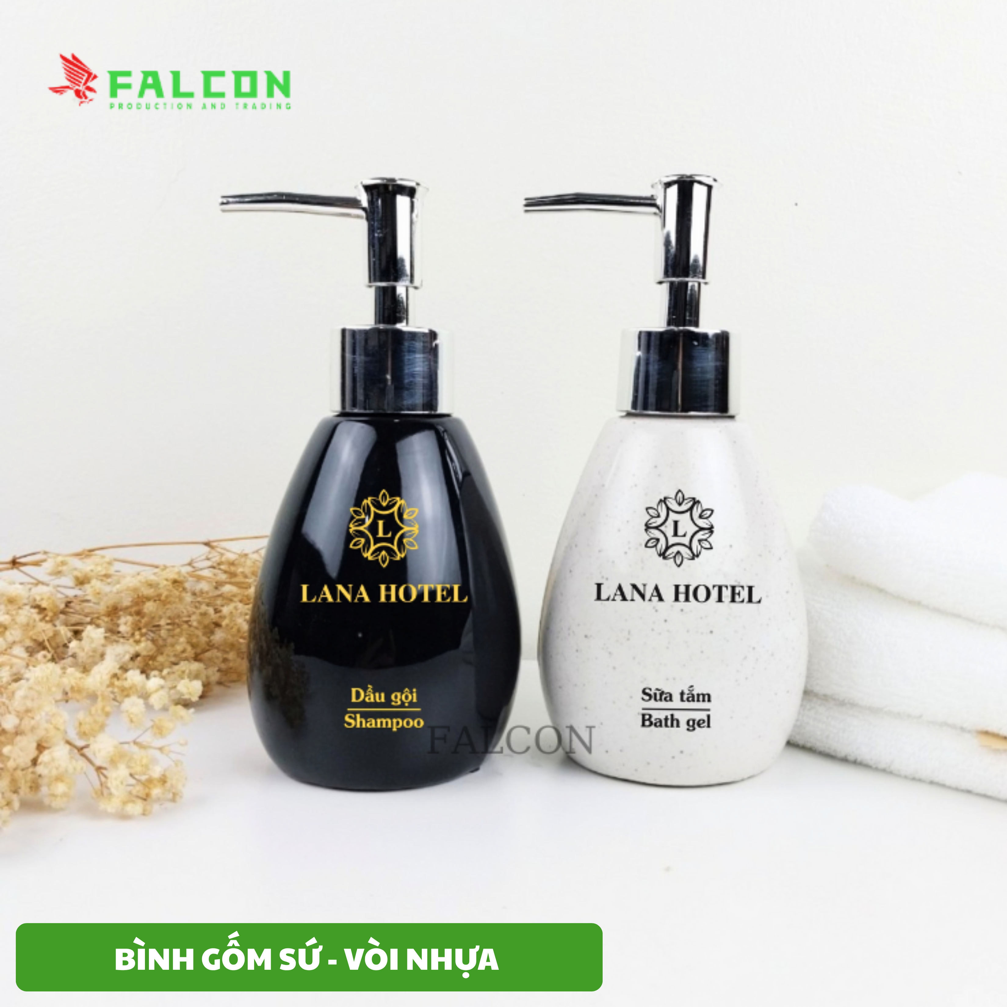 Bình đựng dung dịch gốm sứ vòi nhựa