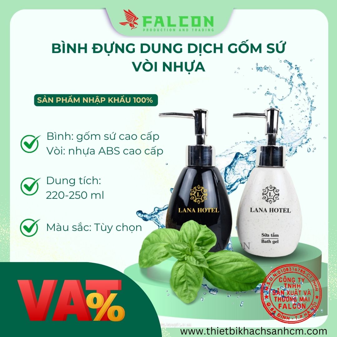Bình đựng dung dịch gốm sứ vòi nhựa