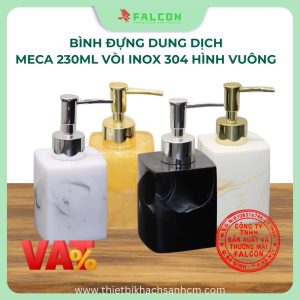 Bình đựng dung dịch meca vòi inox hình vuông