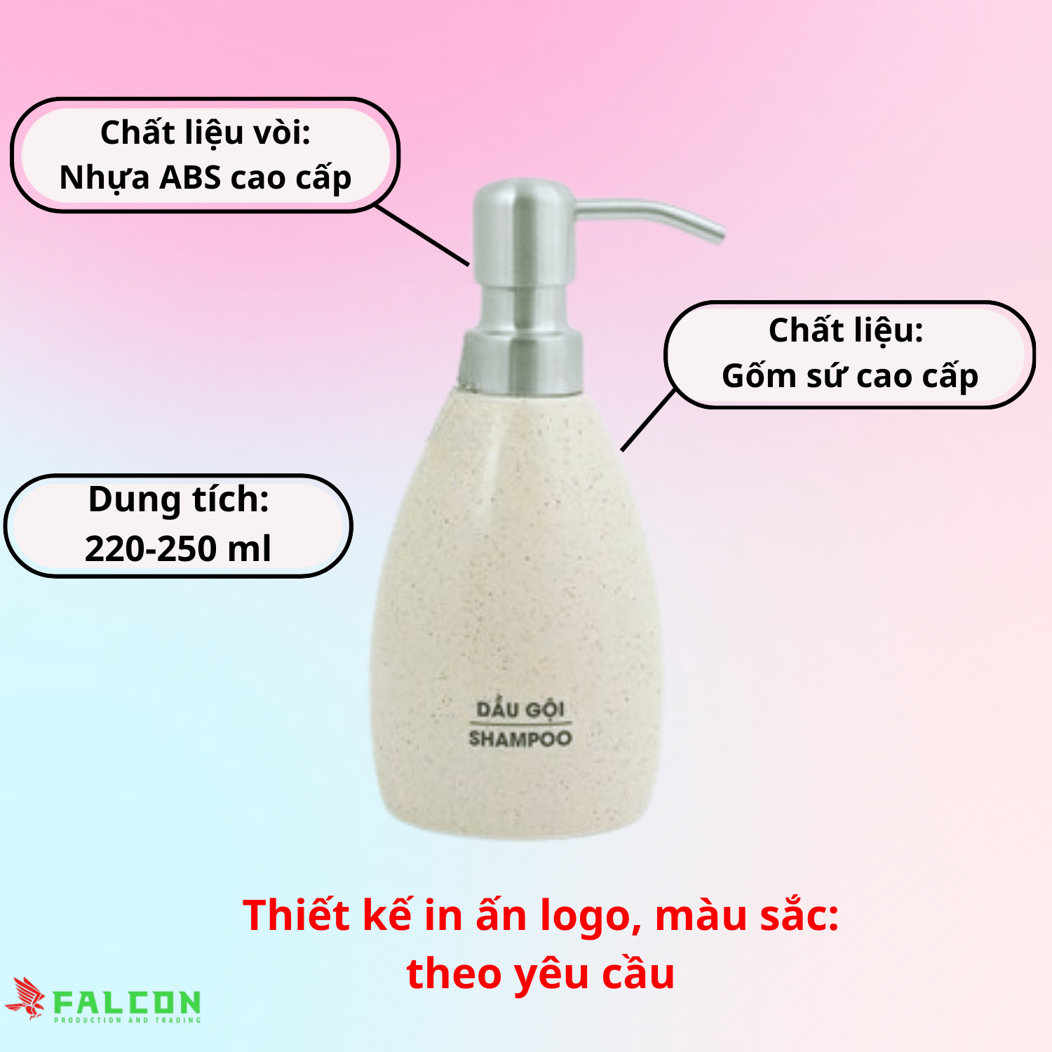 Bình đựng dung dịch gốm sứ vòi nhựa