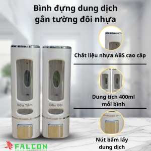 Bình đựng dung dịch đôi nhựa gắn tường cao cấp