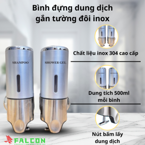 Bình đựng dung dịch gắn tường đôi inox 304 cao cấp