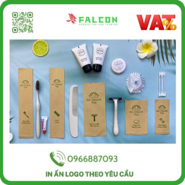 Combo 13 Bộ amenities lúa mạch cao cấp đóng túi kraft nâu