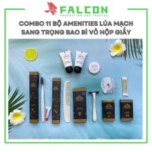 Combo 11 Bộ amenities lúa mạch sang trọng bao bì vỏ hộp giấy