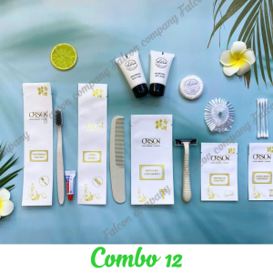 Combo 12 Bộ amenities lúa mạch sang trọng đóng túi giấy đá