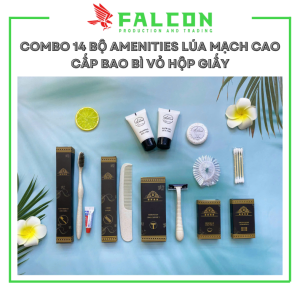 Combo 14 - Bộ amenities lúa mạch cao cấp bao bì vỏ hộp giấy
