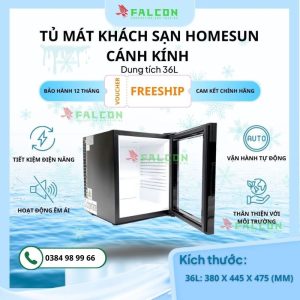 Tủ mát khách sạn Homesun cánh kính 36L