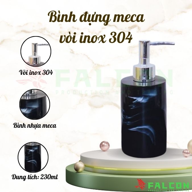Lọ đựng dung dịch meca vòi inox 304 hình tròn