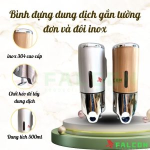 Bình đựng dung dịch gắn tường đôi inox 304 cao cấp