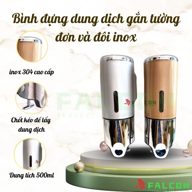 Bình đựng dung dịch gắn tường đôi inox 304 cao cấp