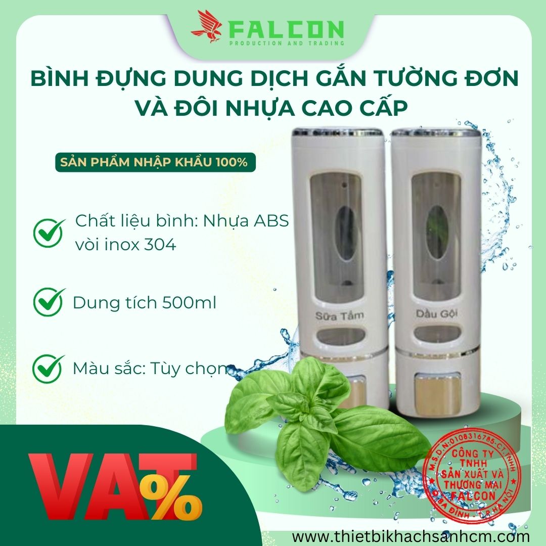 Bình đựng dung dịch gắn tường đôi nhựa cao cấp