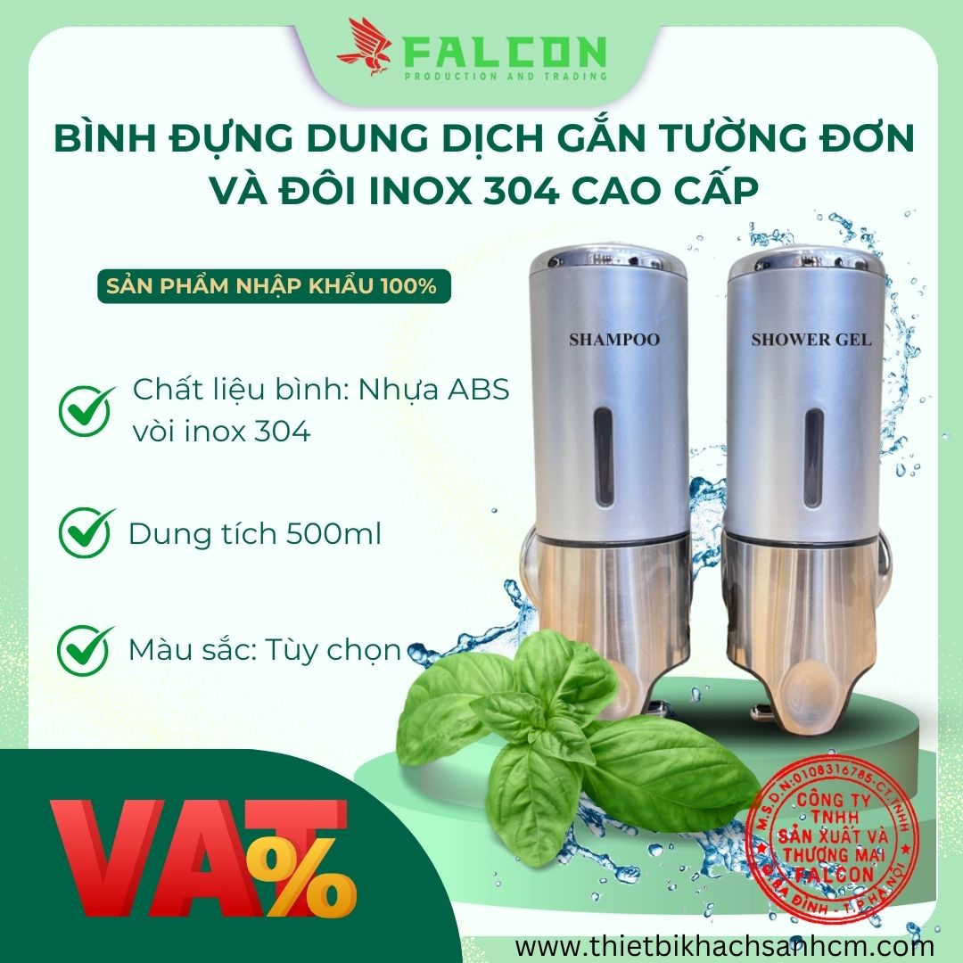 Bình đựng dung dịch gắn tường đôi inox 304 cao cấp