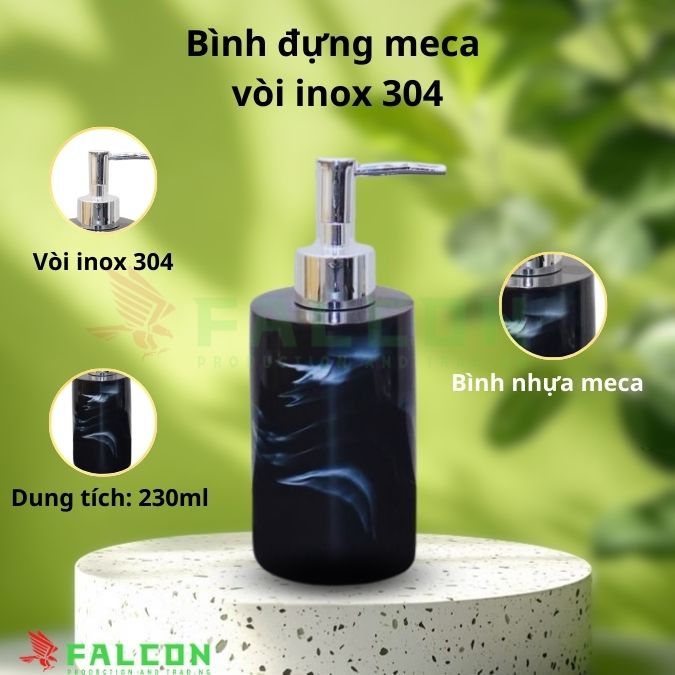 Bình đựng dung dịch meca vòi inox 304 hình tròn