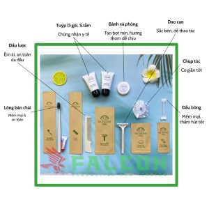 Bộ amenities lúa mạch thân thiện đóng túi kraft nâu