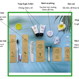 Combo 13 Bộ amenities lúa mạch cao cấp đóng túi kraft nâu