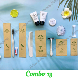 Combo 13 Bộ amenities lúa mạch cao cấp đóng túi kraft nâu