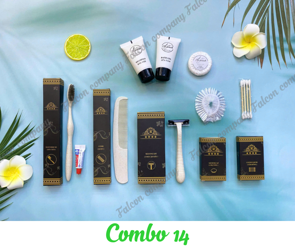 Combo 14 - Bộ amenities lúa mạch cao cấp bao bì vỏ hộp giấy
