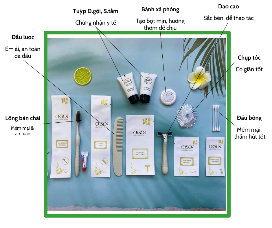 Combo 15 - Bộ amenities lúa mạch cao cấp đóng túi giấy đá