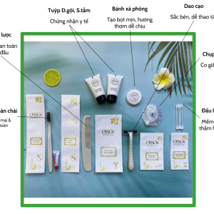 Combo 12 Bộ amenities lúa mạch sang trọng đóng túi giấy đá