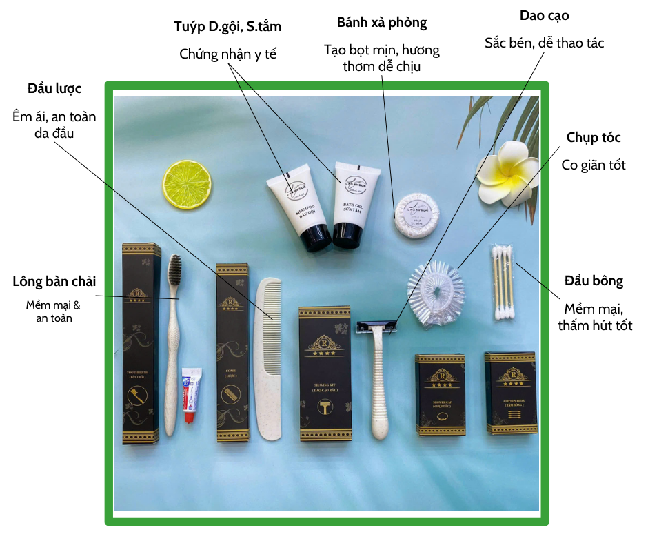 Combo 14 - Bộ amenities lúa mạch cao cấp bao bì vỏ hộp giấy