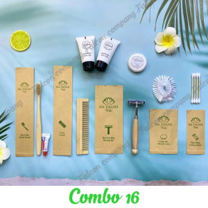 Combo 16 - Bộ amenities tre thân thiện đóng túi kraft nâu