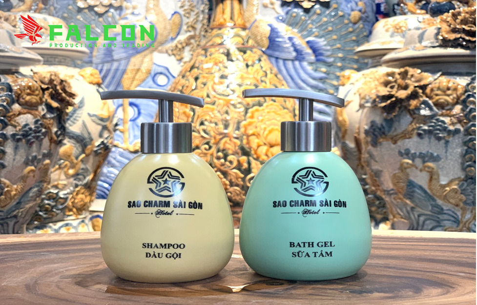 Bình đựng dầu gội sữa tắm in logo tinh tế, cao cấp