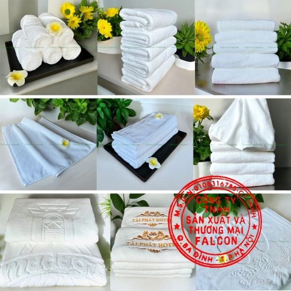 Khăn tắm khách sạn với các kích cỡ khác nhau được cắt may theo yêu cầu