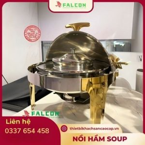 Nồi hầm soup tròn chân inox mạ vàng
