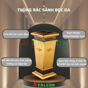 Thùng rác sảnh bọc da khách sạn