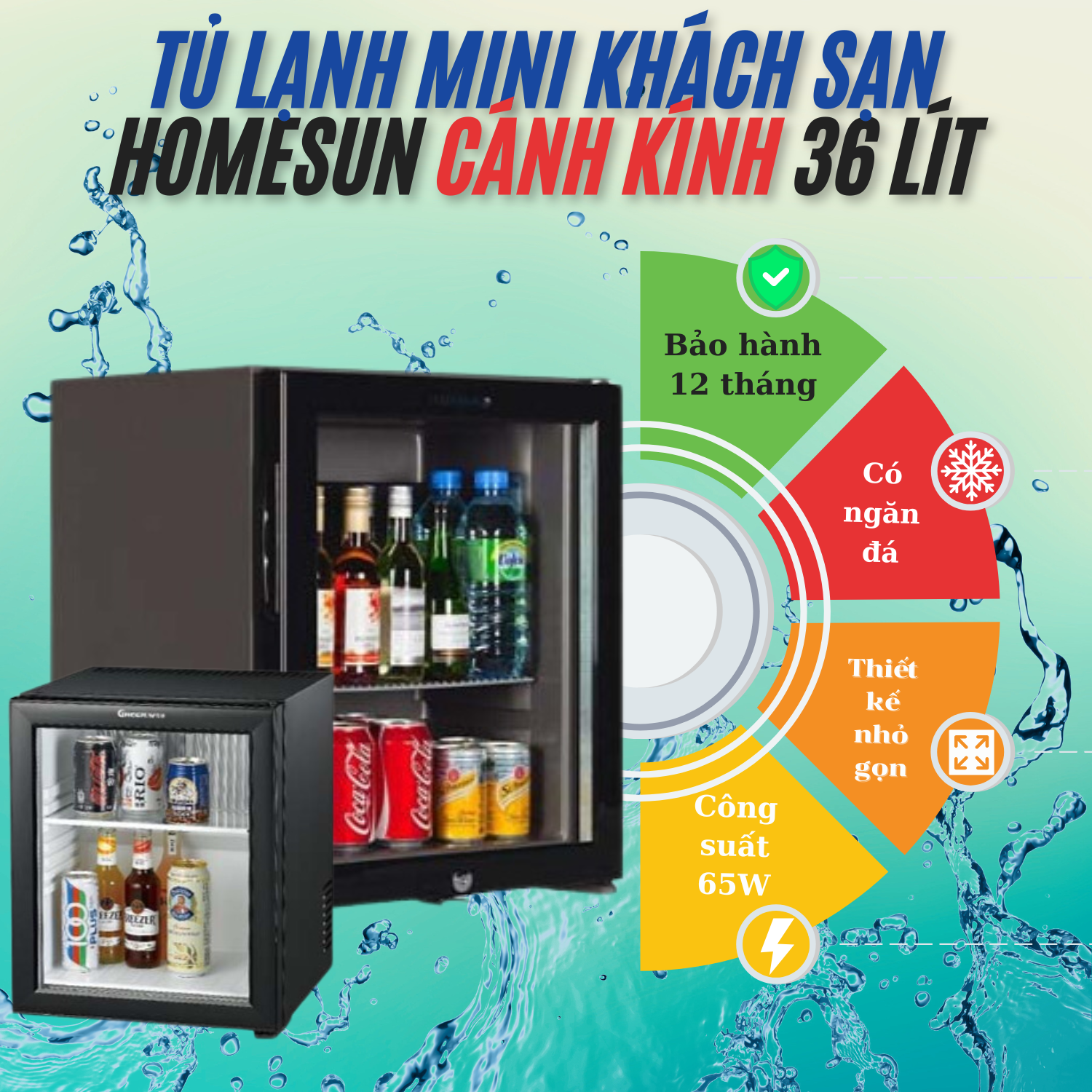 Tủ mát khách sạn Homesun cánh kính 36L - Ảnh 4