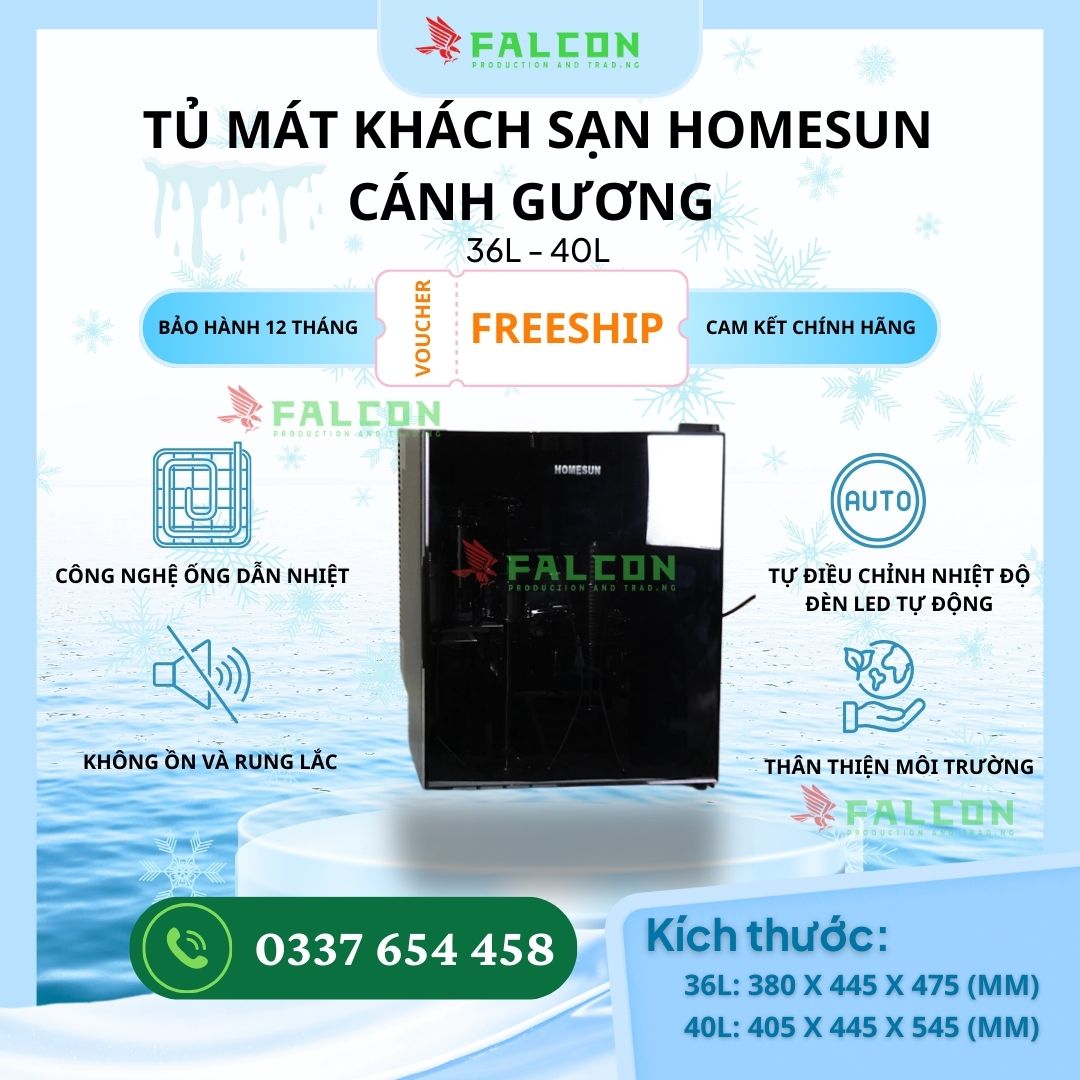 Tủ mát khách sạn homesun cánh gương