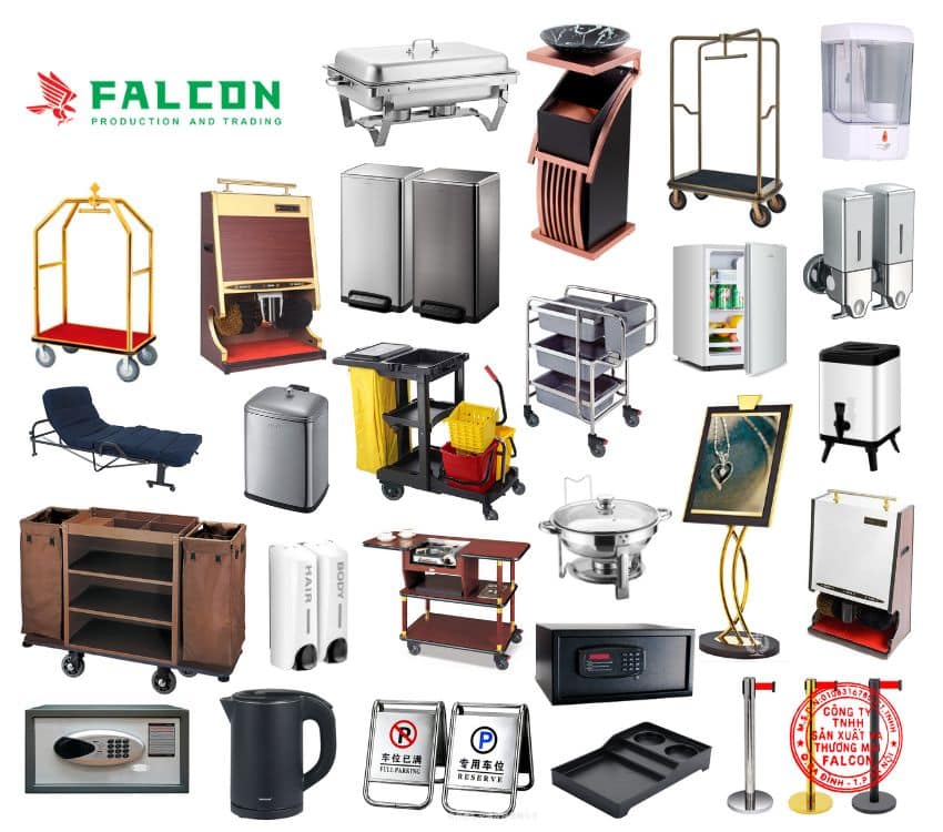 Các loại đồ dùng thiết bị khách sạn do Falcon cung cấp