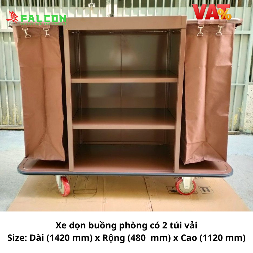 Xe dọn buồng phòng khách sạn 2 túi