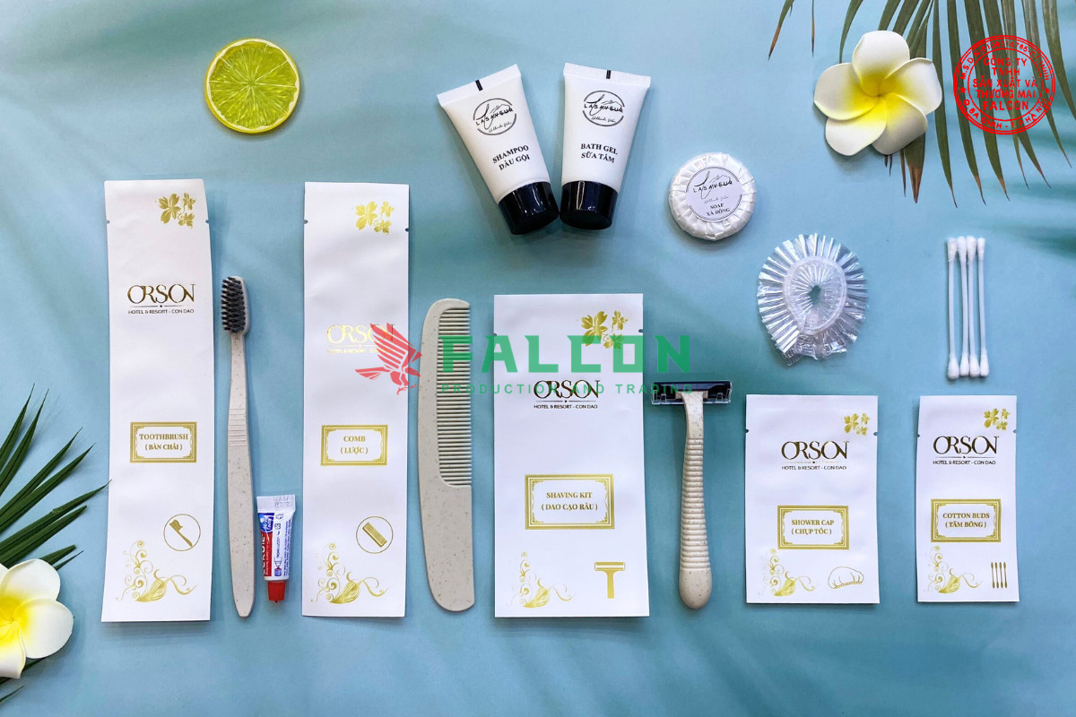 Combo 12 Bộ amenities lúa mạch sang trọng đóng túi giấy đá